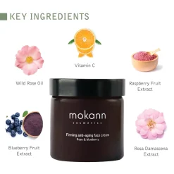 Soluciones | Cremas*Mokann Cosmetics Crema Facial Reafirmante Antiedad Rosa y Arándano