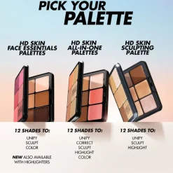 Correctores*Make Up For Ever HD Skin Face Essentials Palette With Highlighters - H3 Tan to Deep